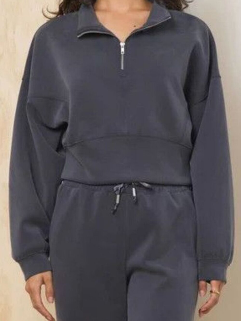 Beyond The Sea Collective Quarter Zip Luxe Cloud Graphite Soft Cozy Large